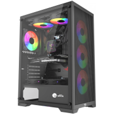 Imagem Gabinete Gamer Ninja Kurama, Mid Tower, Vidro Temperado, ATX, Sem Fonte, Com 4 Fans Rainbow - GN-CS-KRMTB4F