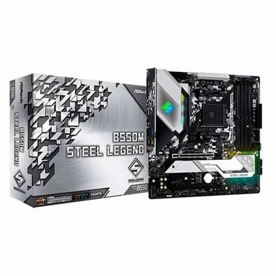 Imagem Placa-Mãe ASRock B550M Steel Legend, AMD AM4, Micro ATX, DDR4, Preto - 90-MXBCU0-A0UAYZ