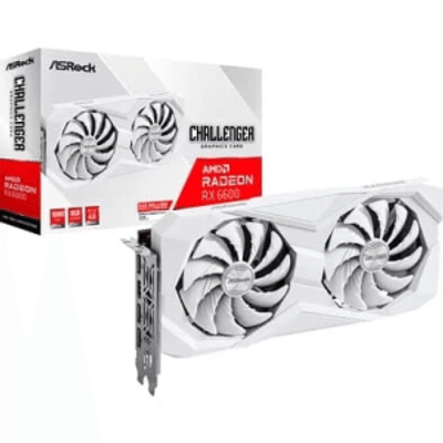 Imagem Placa de Vídeo ASRock Radeon RX 6600 Challenger White 8GB GDDR6 FSR Ray Tracing Branco 90-GA4UZZ-00UANF