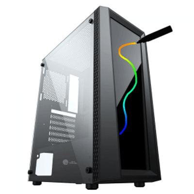 Imagem Gabinete Gamer Ninja Eraser RGB Mid Tower Vidro Temperado Frente Personalizável ATX Sem Fonte Com 1 Fan - GN-CS-ERMTB1F
