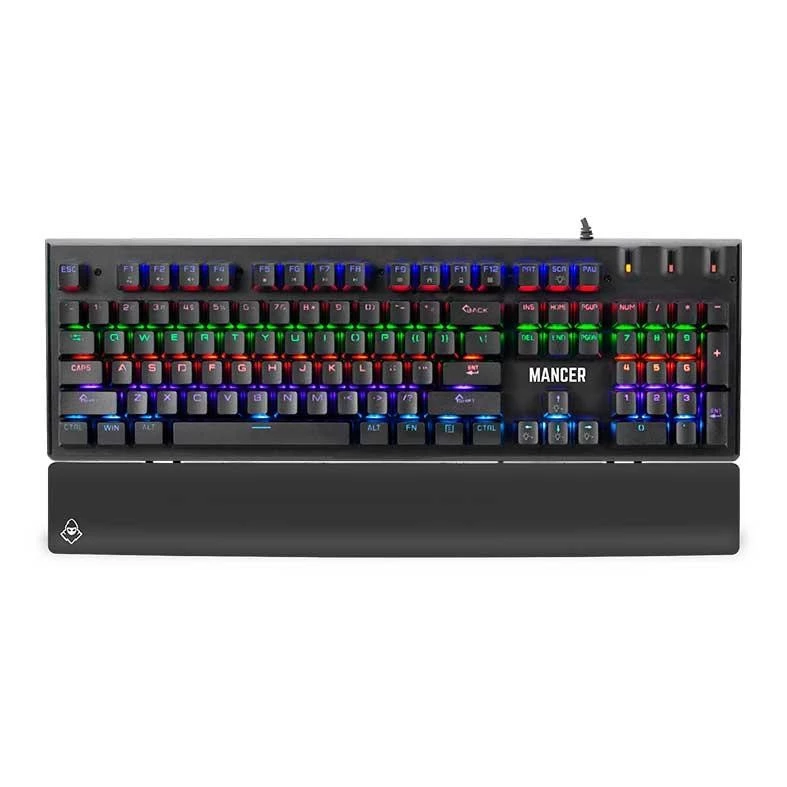 Imagem Teclado Mecanico Mancer Tharix, Rainbow, ABNT2, Switch Vermelho, Preto,