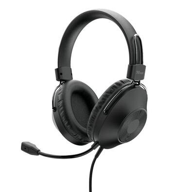 Imagem Headset Trust Over-Ear Conexão USB Driver 40mm Cabo de 2m com Controle de Volume Preto - 24132