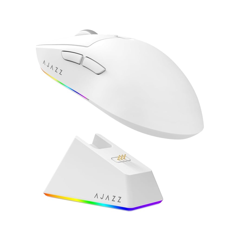 Imagem MechLands Mouse para jogos AJAZZ AJ139 V2 MC com base de carregamento ajustável 12.000 DPI sensor PAW3311 mouse sem fio