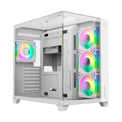 Imagem Gabinete Liketec Gamer Zeus Pro Glass, Sky Tower, ATX, Frontal e Teto em Vidro Temperado, Snow