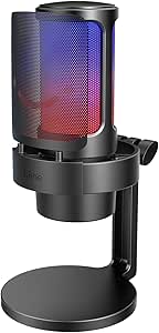 Imagem Microfone USB Fifine A8 Condensador com RGB, Toque para Mudo e Saída para Fone - Preto