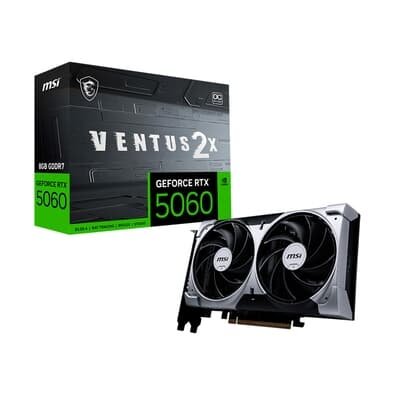 Imagem Placa de Vídeo MSI RTX 5060 8G VENTUS 2X OC Geforce NVIDIA, 8GB, GDDR7, 128 bits, 2535 MHz, DLSS 4, Ray Tracing - G5060-8V2C