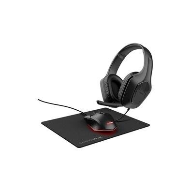 Imagem Kit Gamer Trust GXT790 TRIDOX Headset Mouse com Iluminação LED 6400 DPI Mouse Pad Preto - 25117