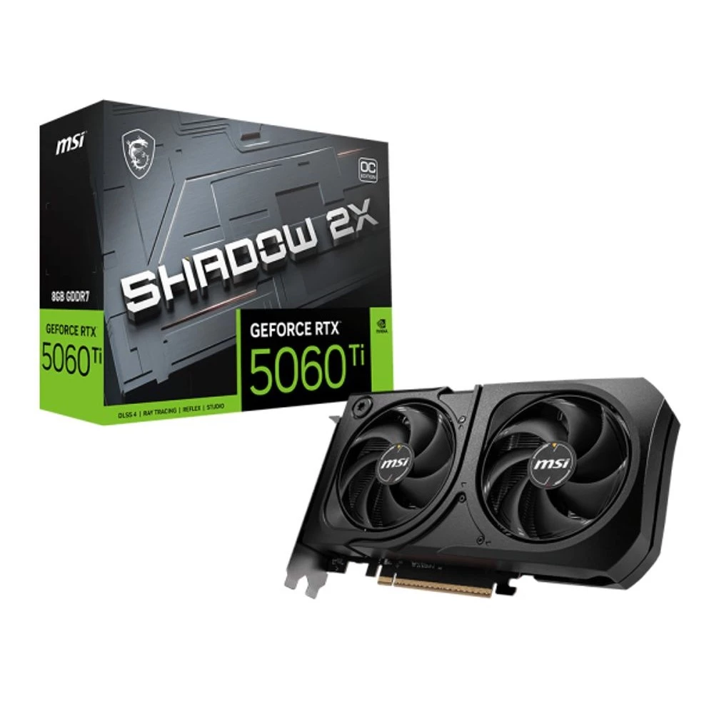 Imagem Placa de Vídeo MSI RTX 5060 Ti Shadow 2X OC Plus, 8GB GDDR7