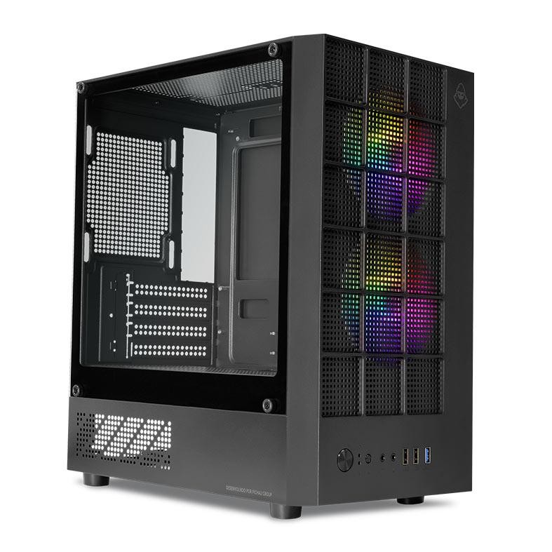 Imagem Gabinete Gamer Mancer Grimore, Mini-Tower, Lateral de Vidro, 2 Fans Rainbow, Preto