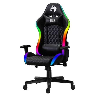 Imagem Cadeira Gamer Fox Office Fox Racer com RGB e Iluminação LED com Almofadas Reclinável