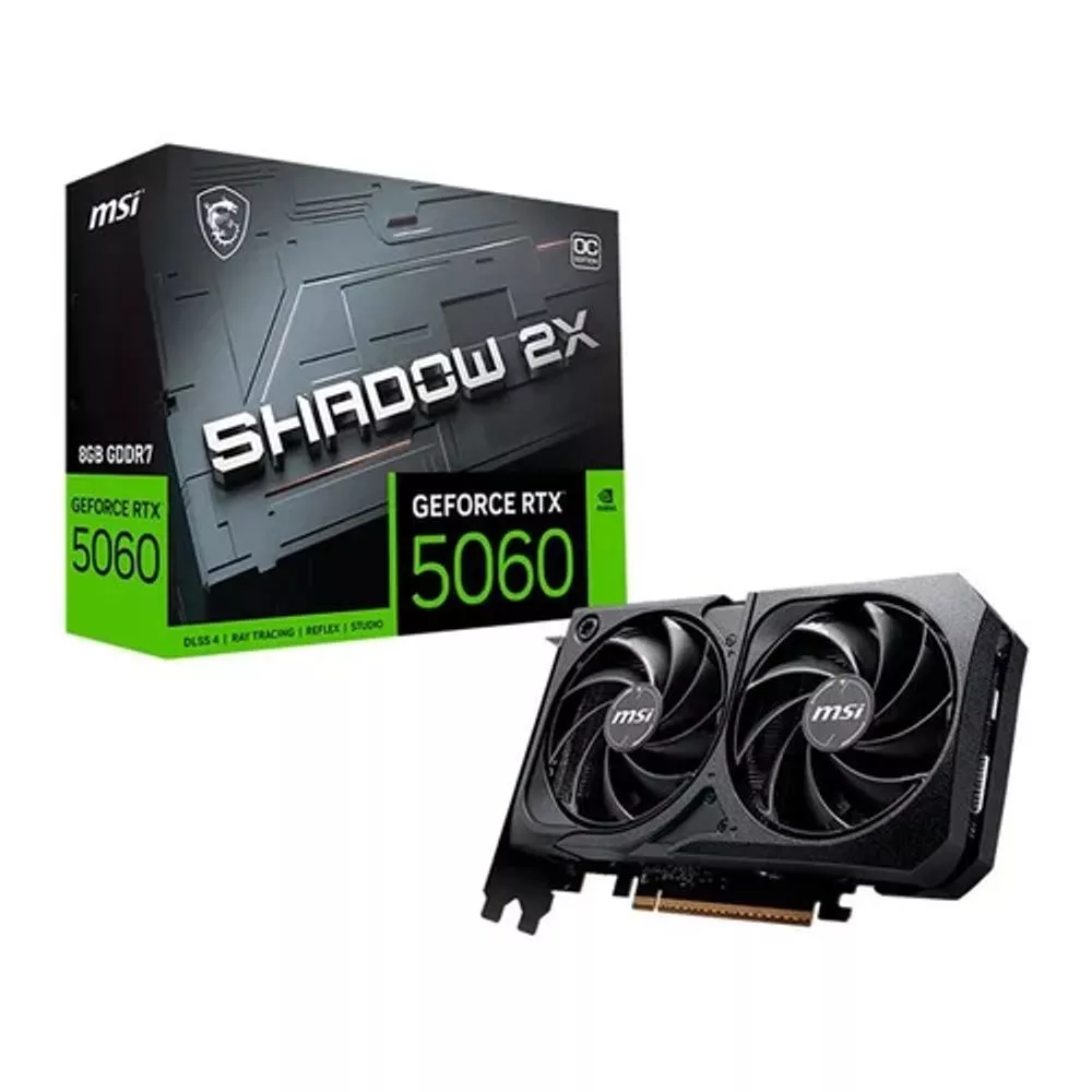 Imagem Placa de Vídeo MSI GeForce RTX 5060 8GB GDDR7 128-Bits Shadow 2X OC