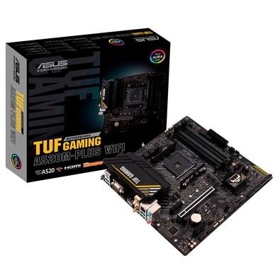Imagem Placa-Mãe ASUS TUF GAMING A520M-PLUS WIFI, AMD AM4, RGB, mATX, DDR4, Preto - 90MB17F0-M0EAY0