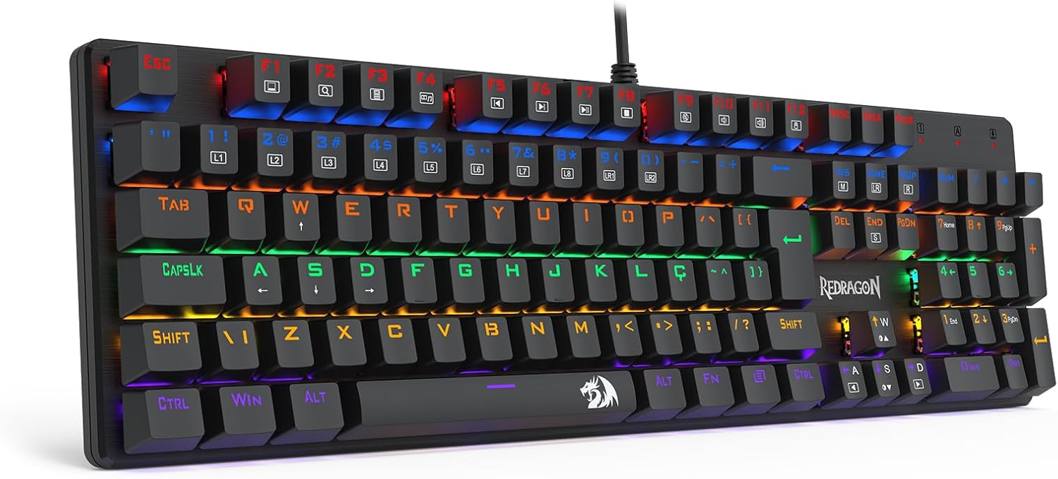 Imagem Teclado Mecânico Gamer Redragon Valheim K608-R Switch Brown - Preto com Iluminação Rainbow