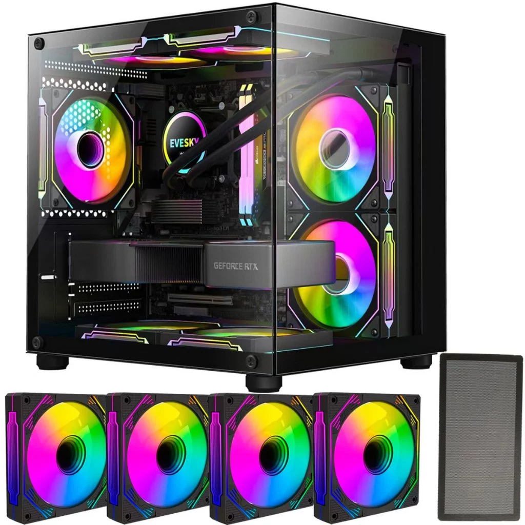 Imagem Gabinete Gamer Branco Aquário em Vidro Com 4 Fans RGB