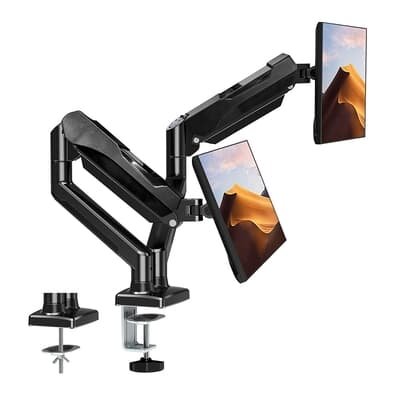 Imagem Suporte de Mesa Articulado para 2 Monitores de até 32" Fitter, Ajuste com Pistão a Gás, VESA, Preto - F16