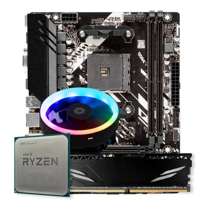 Imagem Kit Upgrade Gamer AMD Ryzen 5 3400G Radeon Vega 8 Graphics Placa-Mãe B450M 8GB RAM DDR4