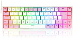 Imagem Teclado Mecânico Gamer Castor RGB ABNT2 – Branco/Rosa Switch Azul