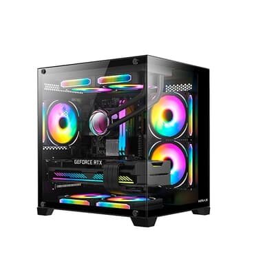 Imagem Gabinete Gamer Hyrax HGB705, Mini Tower, M-ATX, Lateral em Vidro Temperado, Preto