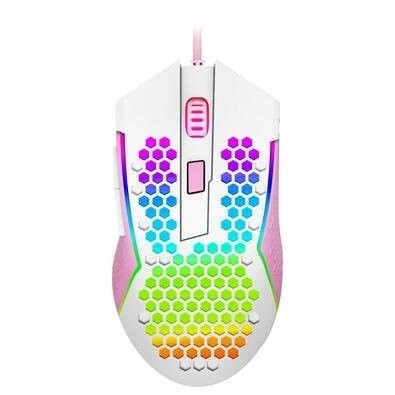 Imagem Mouse Gamer Redragon Reaping Elite RGB 32000 DPI 6 Botões Branco e Rosa - M987WP-P