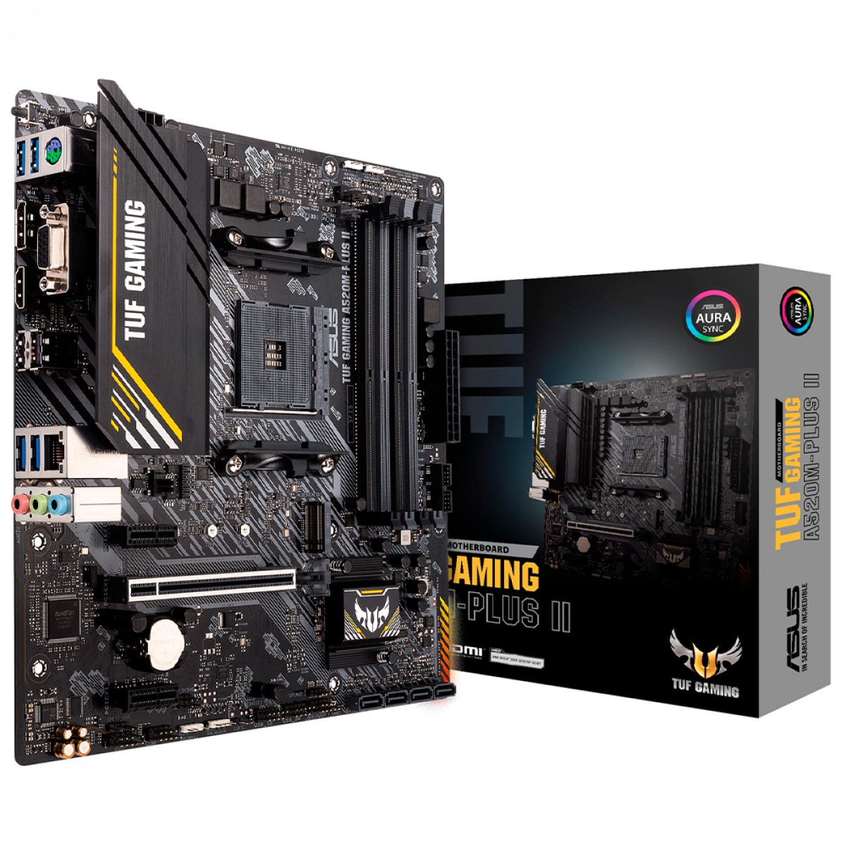 Imagem Placa-Mãe ASUS TUF GAMING A520M-PLUS II, AMD AM4, mATX, DDR4, Preto - 90MB17G0-M0EAY0