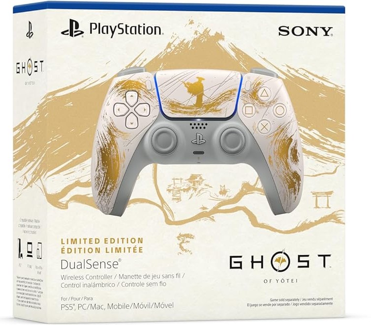 Imagem (Pré-venda) Controle sem fio DualSense – Edição Limitada Ouro Ghost of Yōtei