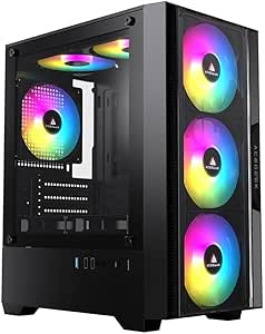 Imagem Gabinete Gamer Acegeek Stratus Glass Mid-Tower com Lateral de Vidro - Preto