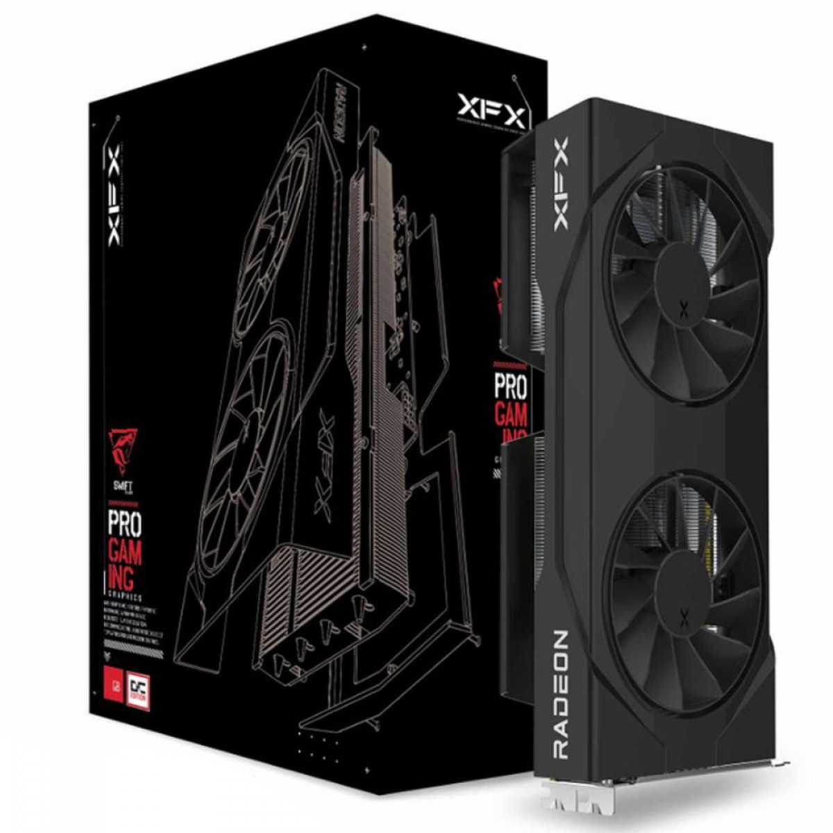 Imagem Placa de Vídeo XFX Swift AMD Radeon RX 9060 XT OC, 16GB, GDDR6, FSR, Ray Tracing