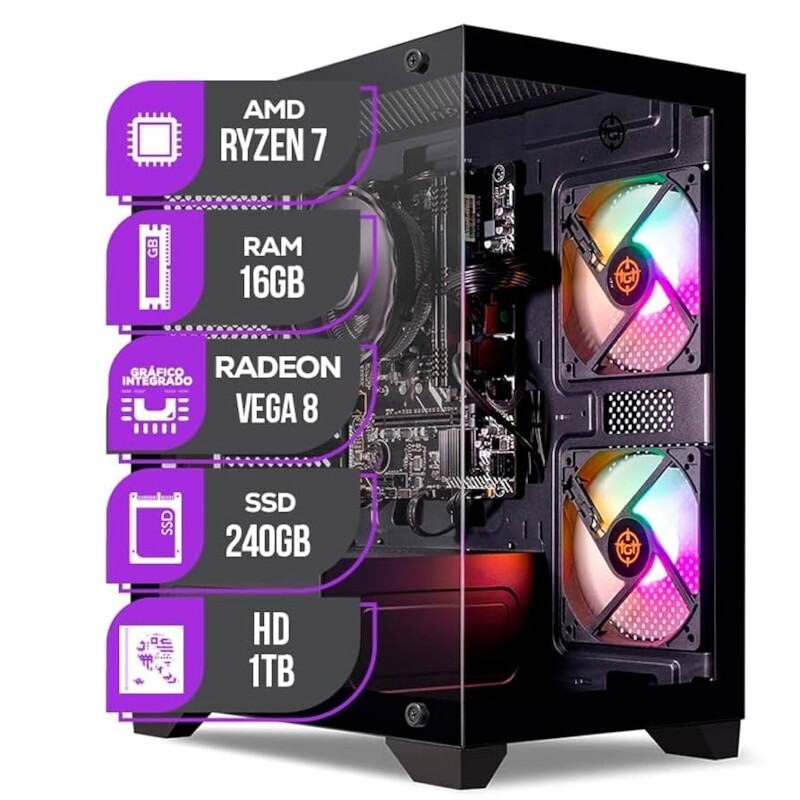 Imagem PC Gamer Mancer Ryzen 7 5700G Vega 8 16GB DDR4 SSD 240GB HD 1TB Fonte 400W 80 Plus