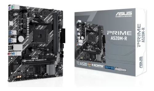 Imagem Placa Mãe Asus Prime A520M-R AM4 DDR4 M.2 – Preto
