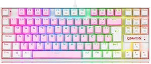 Imagem Teclado Mecânico Gamer Redragon Kumara RGB - Rosa e Branco com Switch Azul