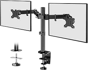 Imagem Bazik Suporte Articulado para 2 Monitores 13-32", Ajustável, Suporta até 10kg por Braço, com Gerenciamento de Cabos, Preto