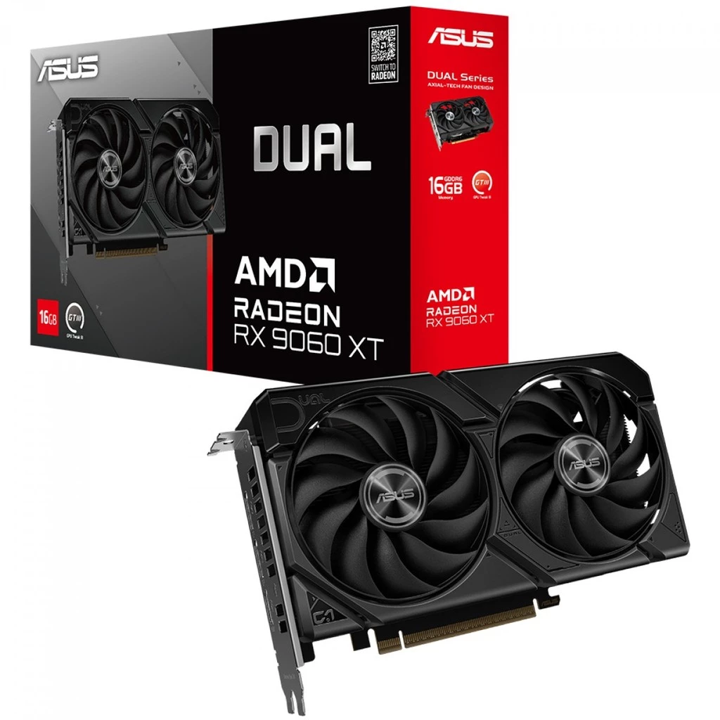 Imagem da oferta Placa de Vídeo Asus AMD Radeon RX 9060 XT Dual, 16GB, GDDR6, FSR, Ray Tracing