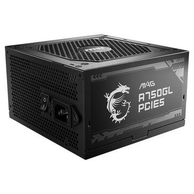 Imagem Fonte MSI MAG A750GL, 750W, 80 Plus Gold, Modular, PFC Ativo, Com Cabo, Preto