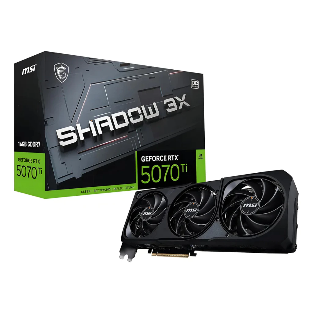 Imagem Placa de Vídeo MSI NVIDIA GeForce RTX 5070 Ti Shadow 3X OC 16GB GDDR7 DLSS