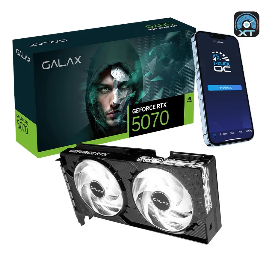Imagem Placa de Video GALAX GeForce RTX 5070 1-CLICK OC 12GB GDDR7 192BITS - 57NON7MDBROC