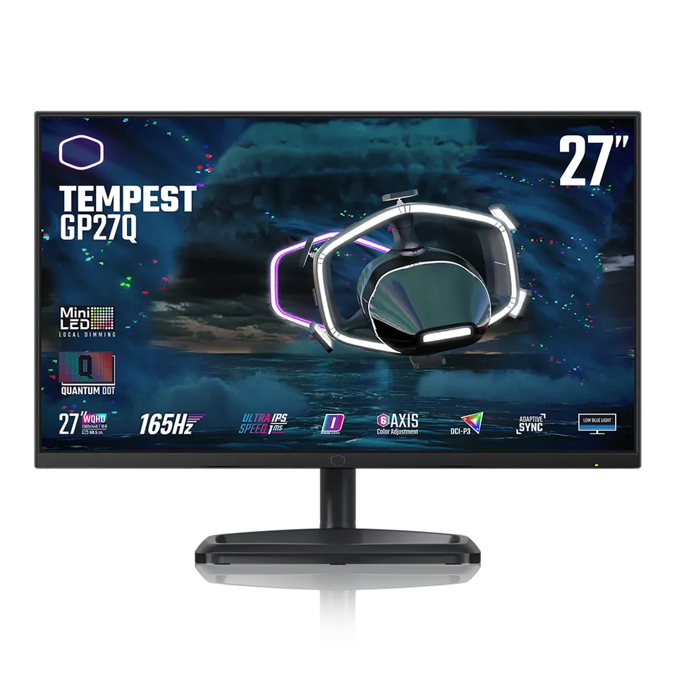 Imagem Monitor Gamer Cooler Master 27 Mini LED 2K QHD, 165 Hz, 1ms, HDMI e DisplayPort, USB, 98% sRGB, HDR, Adaptive Sync - CMI-GP27-FQS-BR