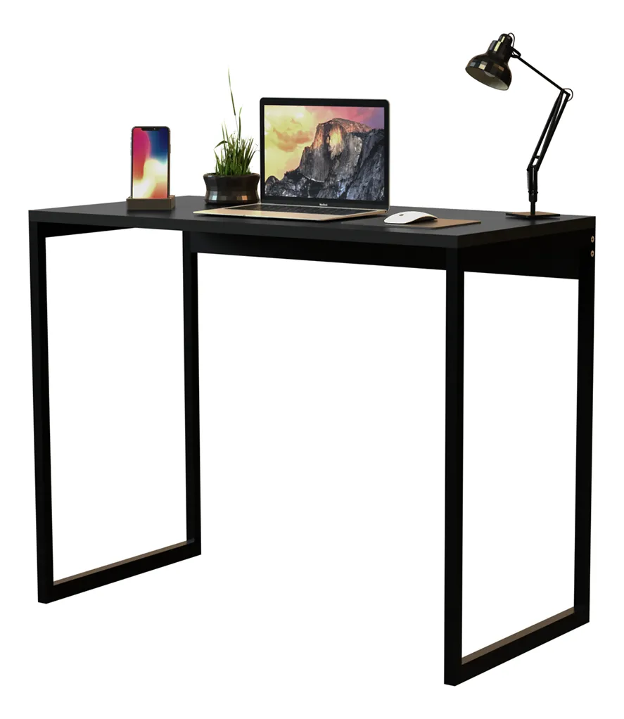 Imagem Mesa Industrial Moffer 90 cm – Preta, Compacta para Escritório ou Apartamento