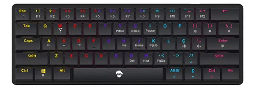 Imagem Teclado Mecânico 60% Gamer Ninja Black Throne Switch Red