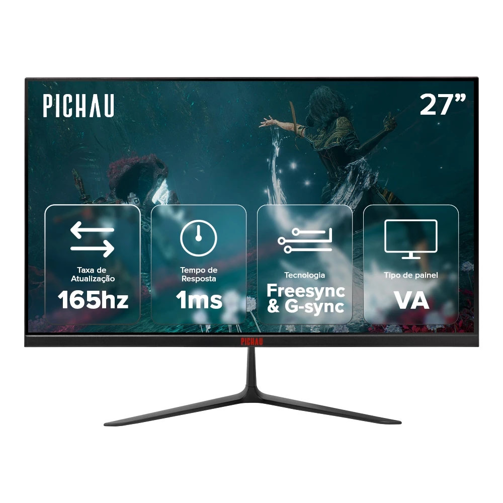 Imagem Monitor Gamer Pichau Athen V3 Ultra, 27 Pol, VA, QHD, 1ms, 165Hz, FreeSync, HDMI/DP,PG-ATH27V3U-BL02