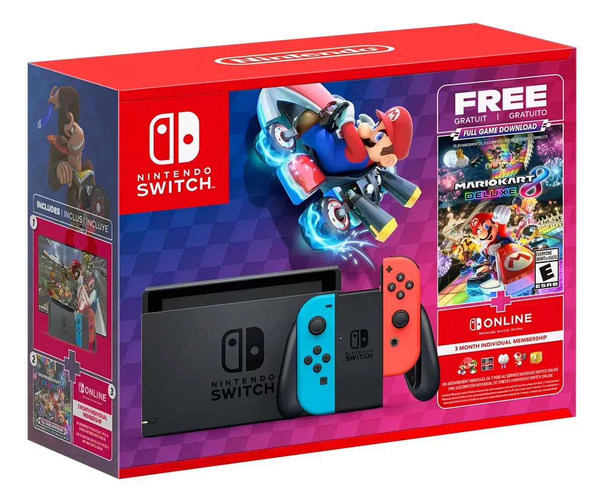 Imagem Console Nintendo Switch V2 + Mario Kart 8 Deluxe + 3 Meses de Assinatura Nintendo Switch Online