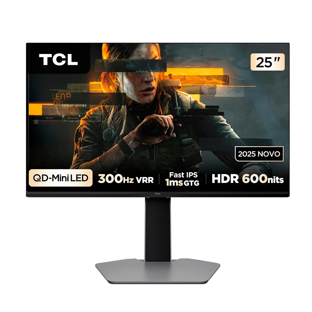 Imagem Monitor Gamer TCL 25" 300Hz 1ms QLED Mini LED Full HD HDR - 25G64