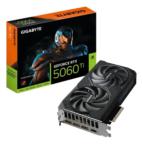 Imagem Placa de Vídeo Gigabyte GeForce RTX 5060 Ti Windforce 8GB GDDR7