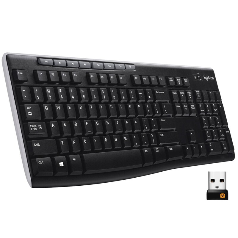 Imagem Teclado sem fio Logitech K270 com 8 Teclas Multimídia Conexão USB Pilhas Inclusas e Layout ABNT2