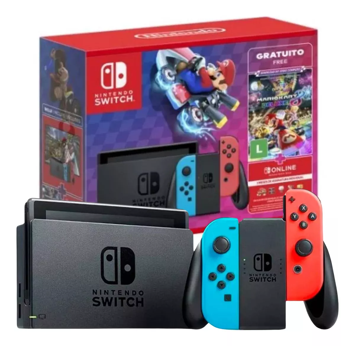 Imagem Console Nintendo Switch V2 + Mario Kart 8 Deluxe + 3 Meses de Assinatura Nintendo Switch Online