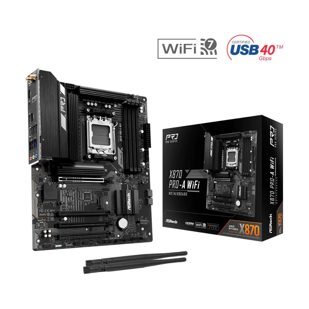 Imagem Placa Mãe Asrock X870 Pro-A WiFi AM5 - DDR5 - PCIe 5.0