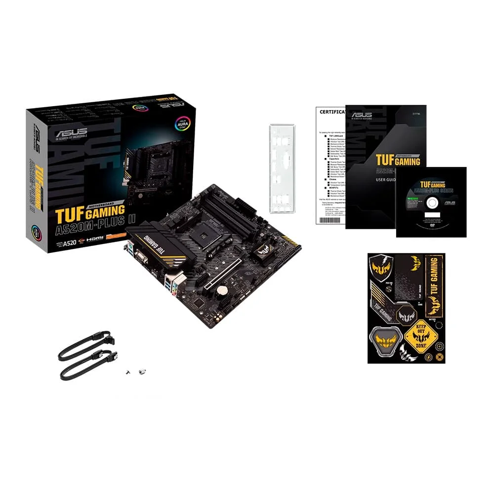 Imagem Placa-Mãe ASUS TUF GAMING A520M-PLUS II, AMD AM4, mATX, DDR4, Preto - 90MB17G0-M0EAY0