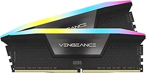 Imagem Memória RAM Corsair Vengeance RGB DDR5 64GB (2x32GB) 6000MHz CL38 - Preto (CMH64GX5M2B6000C38)