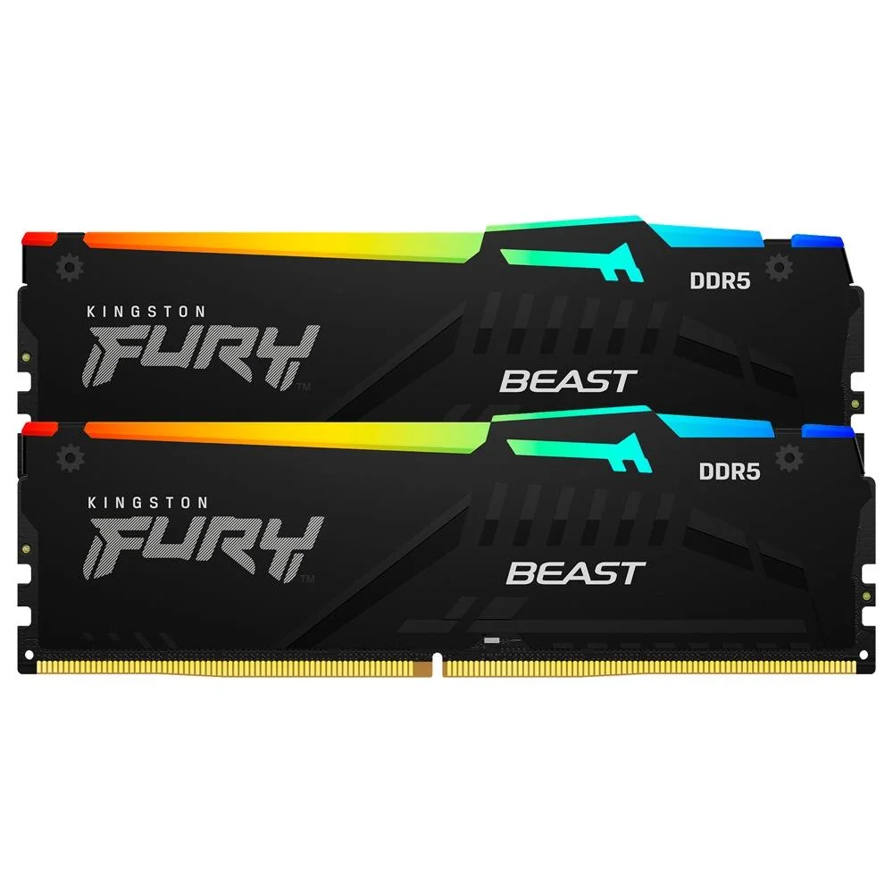 Imagem Memória RAM Kingston Fury Beast RGB 64GB (2x32GB) 5200MHz DDR5 CL40 - KF552C40BBAK2-64