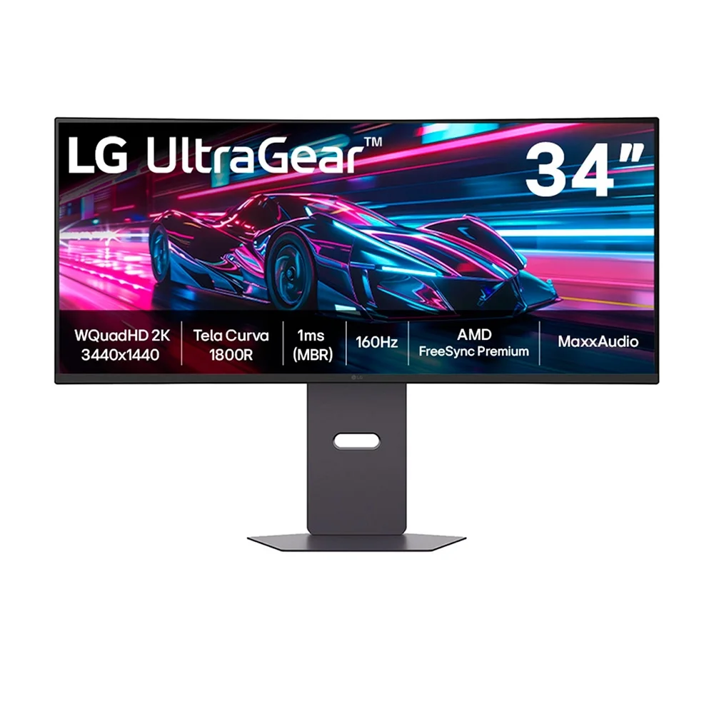Imagem Monitor Gamer Curvo LG UltraGear 34" QHD UltraWide 160Hz 1ms FreeSync Premium HDR10 – 34G600A-B