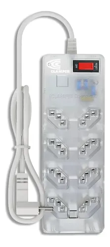 Imagem Filtro de Linha iClamper Energia 8 10A 8 Tomadas 3 Pinos - Transparente

